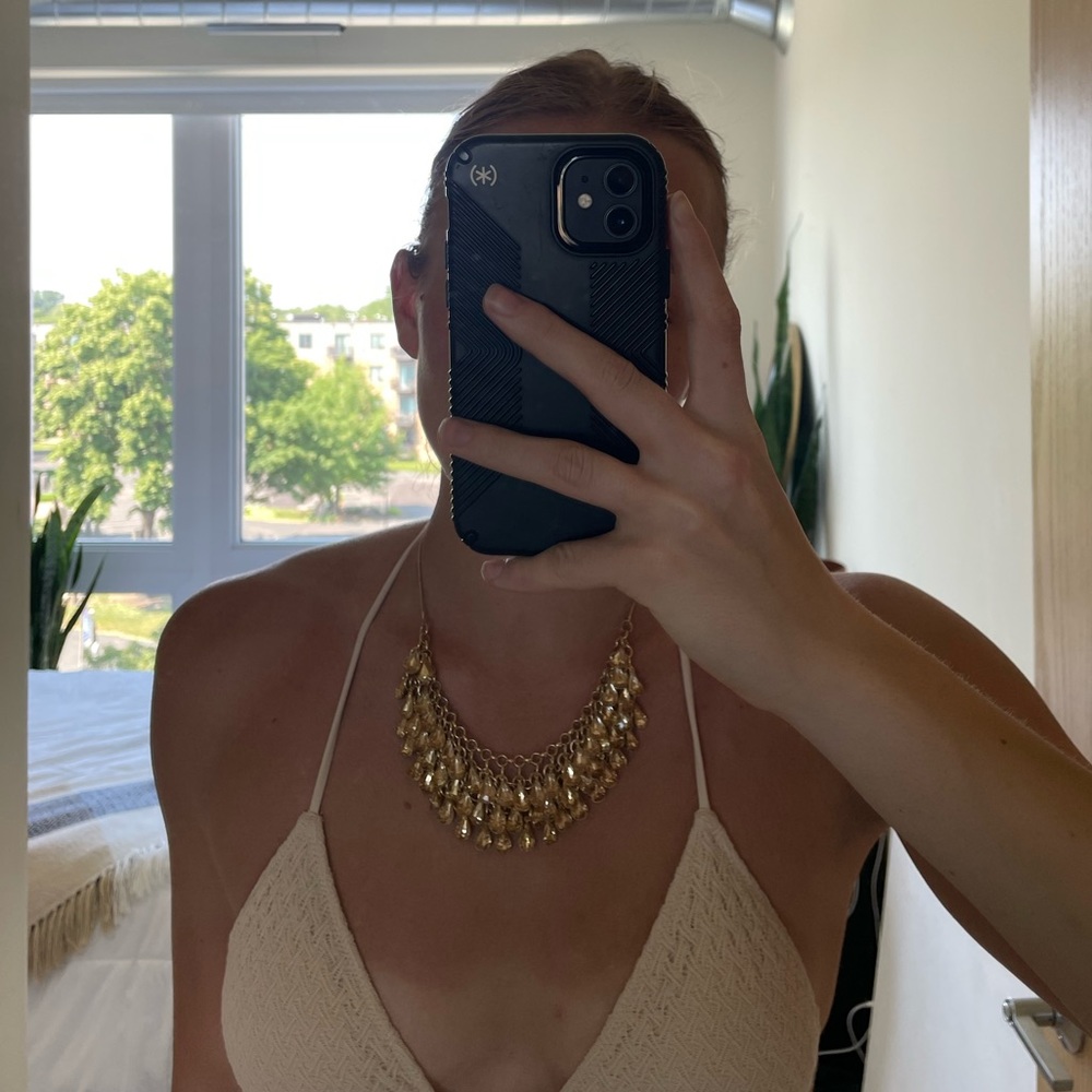 Gold crystal statement necklace